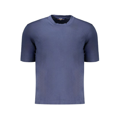K-WAY Blue Cotton Sweater, short-sleeve crew neck with logo, men's casual fashion.