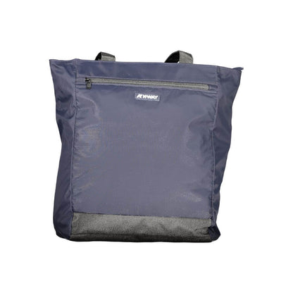 K-WAY Blue Polyester Handbag with 2 shoulder handles, zip closure, external and internal pocket, featuring brand logo.