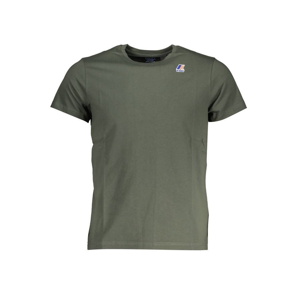 K-WAY Green Cotton T-Shirt with crew neck, short sleeves, and logo print