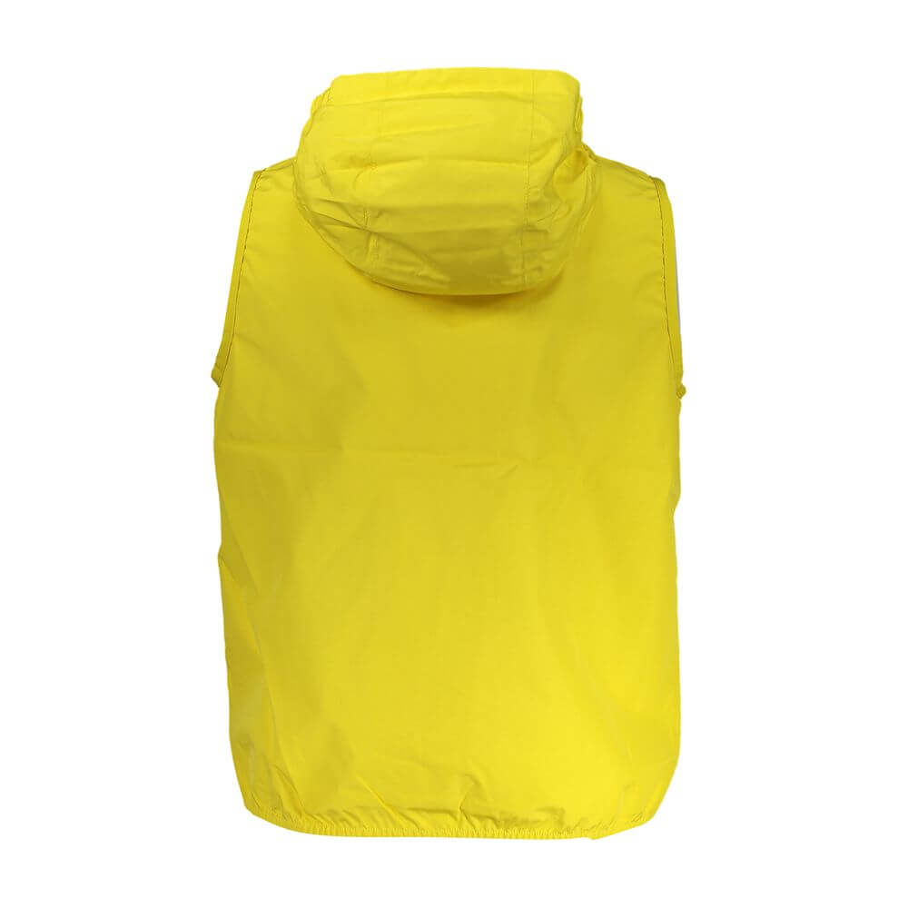 K-WAY Yellow Polyester Men Jacket with removable hood, back view.