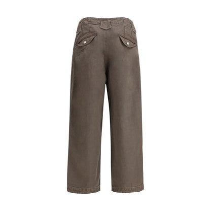 Back view of Kenzo Brown Cotton Casual Pants with double knee design and distinctive stitching.