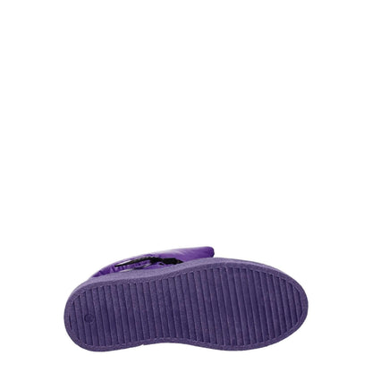 Sole view of Khrisjoy Purple Polyester Ankle Boots featuring rubber sole and casual style with clips closure.