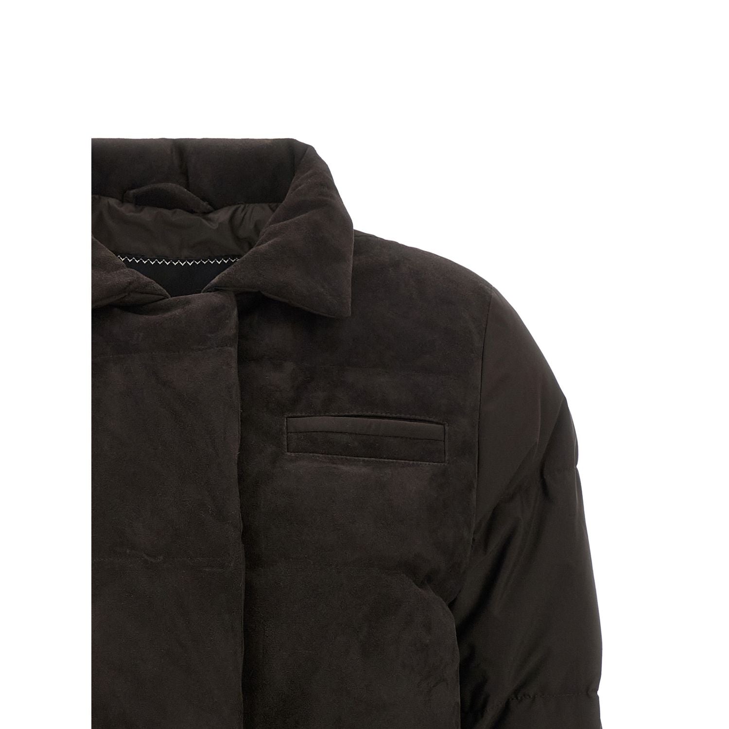 Kiton Brown Polyamide Full-Length Jacket