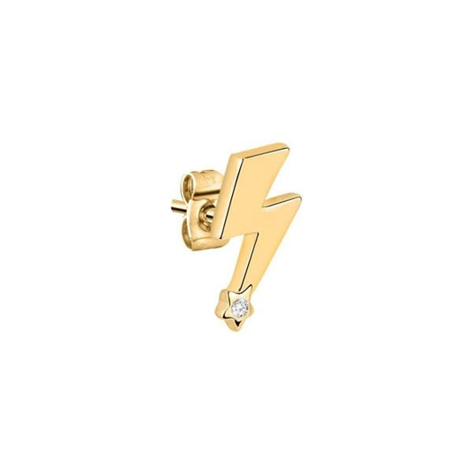LA PETITE STORY JEWELRY Mod. LPS02ARQ08 gold lightning bolt earring with star detail and crystal accent