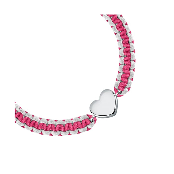 LA PETITE STORY JEWELRY Mod. LPS05ASD40 heart charm bracelet with pink and white cord