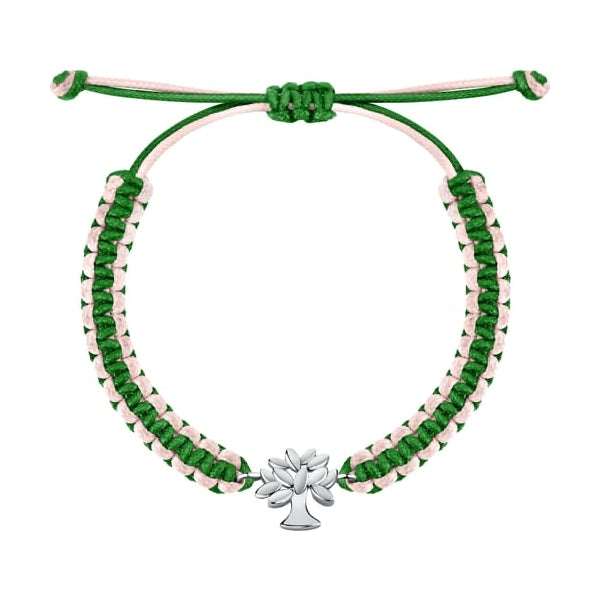 Green and pink woven bracelet with tree charm, LA PETITE STORY JEWELRY Mod. LPS05ASF60, stylish and trendy accessory