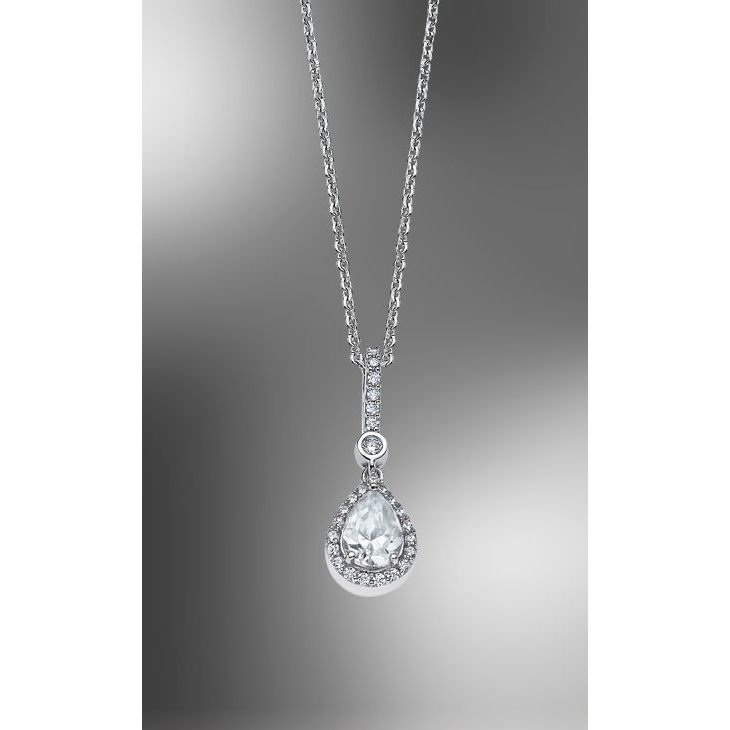 LOTUS JEWELS JEWELRY Mod. LP1592-1/1 silver necklace with pear-shaped pendant on gray background
