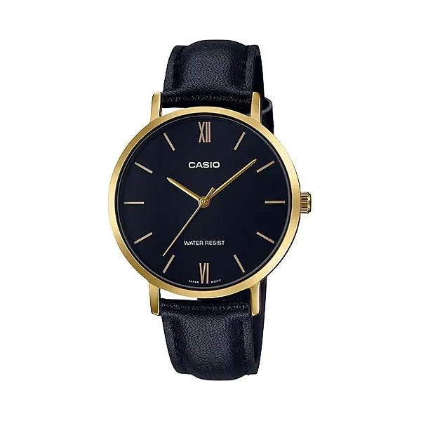 CASIO COLLECTION Mod. MINIMAL GOLD. LEATHER - BLACK LTP-VT01GL-1BUDF