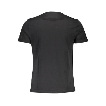 Back view of La Martina Black Cotton Men T-Shirt, crafted from Turkish cotton for comfort and style.