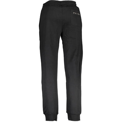 La Martina Black Cotton Pant with elastic waist and ankles, two pockets, back pocket with embroidery logo. Stylish sports trousers.