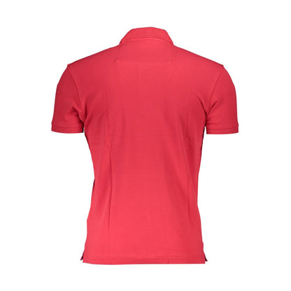 Back view of La Martina Red Cotton Men Polo Shirt with short sleeves