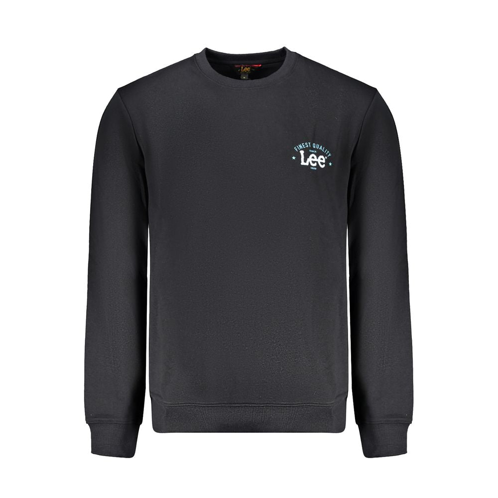 Lee Black Cotton Men Sweater - Crewneck sweatshirt with bold logo, crafted from comfortable cotton and polyester blend for style and durability.