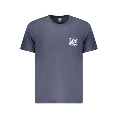 Lee Blue Cotton Men T-Shirt with short sleeves and crew neck featuring a subtle Lee logo in vivid blue.