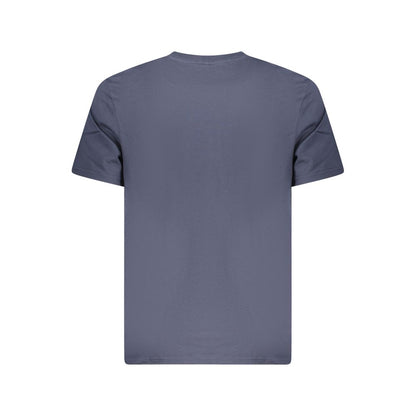Back view of Lee Blue Cotton Men T-Shirt in vivid blue with short sleeves, crew neck, and subtle Lee logo. Made from 100% cotton for comfort.