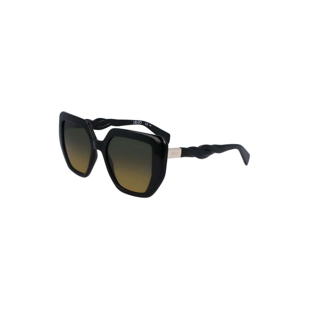 Liu Jo Black Bio Injected Women Sunglasses with square lenses, eco-friendly design, luxury chic style.