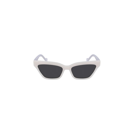 Liu Jo White Injected Women Sunglass with white frame and rectangular gray lens, epitomizing modern chic style.