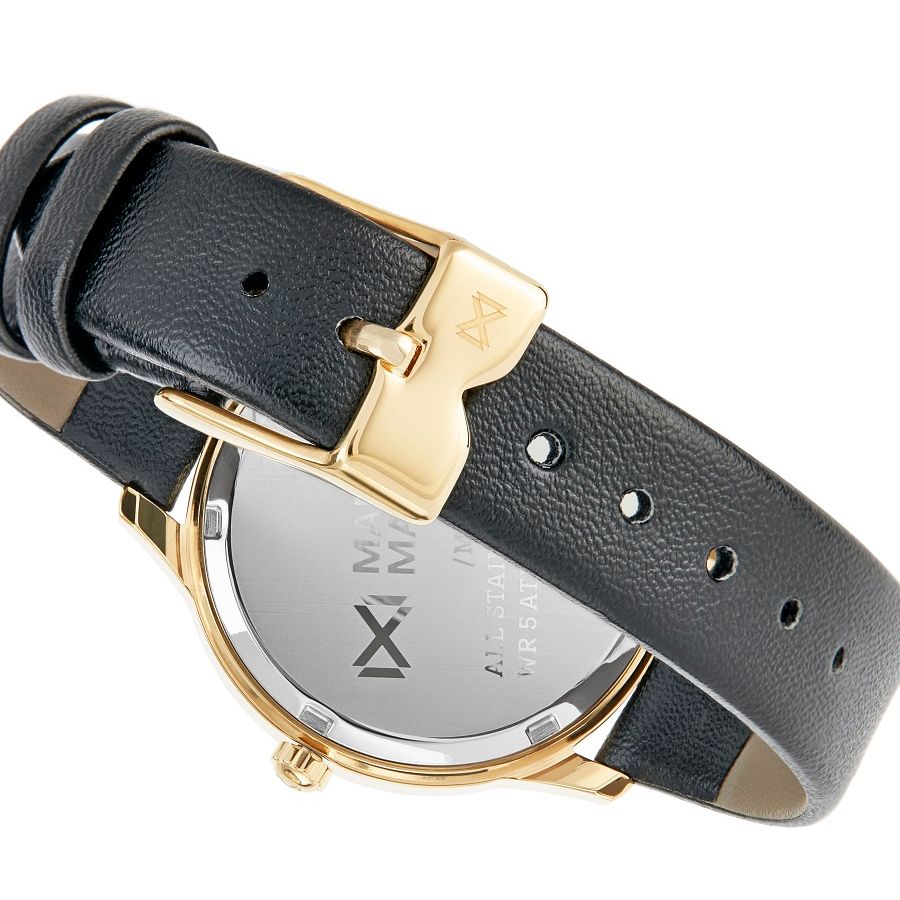 Back view of MARK MADDOX - NEW COLLECTION Mod. MC7103-07 showing black leather strap and mineral case.