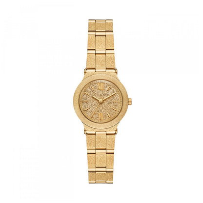 Gold watch featuring MICHAEL KORS Mod. BILLIE design with textured dial and bracelet.
