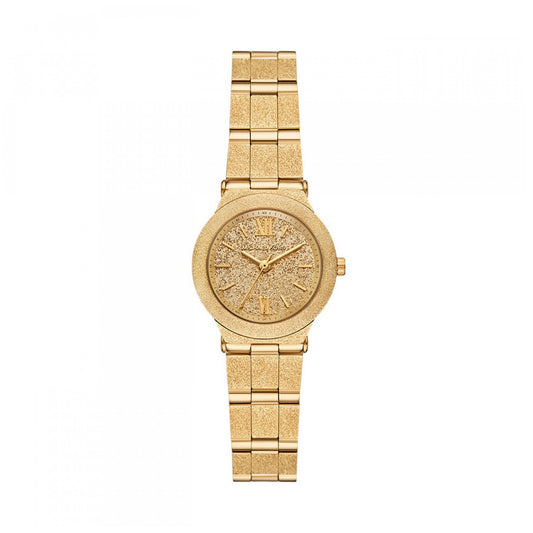 Gold watch on white background, featuring the MICHAEL KORS Mod. BILLIE design.