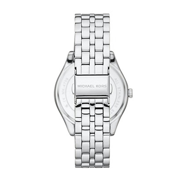 MICHAEL KORS Mod. HARLOWE ladies wristwatch with stainless steel strap, 38mm case, and water resistance of 3 ATM.