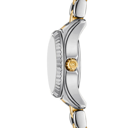 Side view of MICHAEL KORS Mod. MIRCO LEXINGTON watch in silver and gold.
