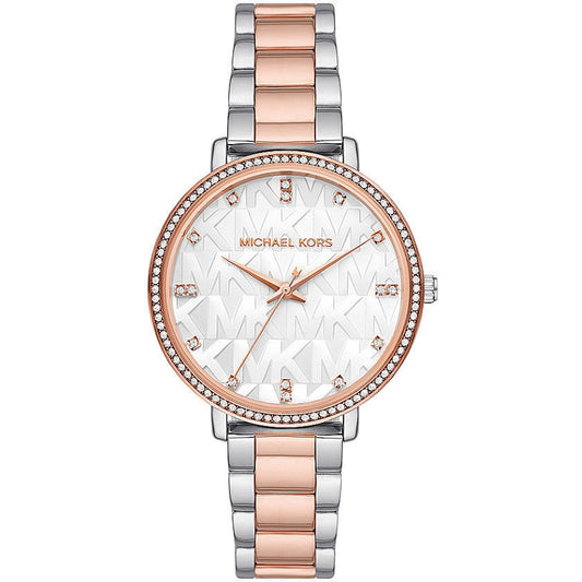 Luxury MICHAEL KORS Mod. PYPER lady's wristwatch with 38mm case, two-tone strap; perfect for elegant occasions. Packaged in official box.
