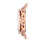 Side view of MICHAEL KORS Mod. LEXINGTON rose gold chronograph quartz wristwatch, 38mm water-resistant, in official box.