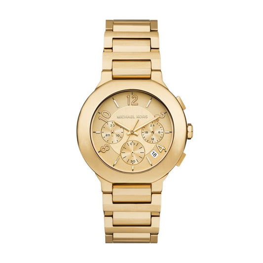 Elegant gold watch MICHAEL KORS Mod. GRAMERCY with chronograph features and metal strap.