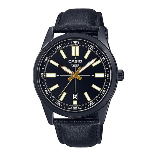 CASIO COLLECTION Mod. CASUAL DATE - LEATHER. FULL BLACK-0