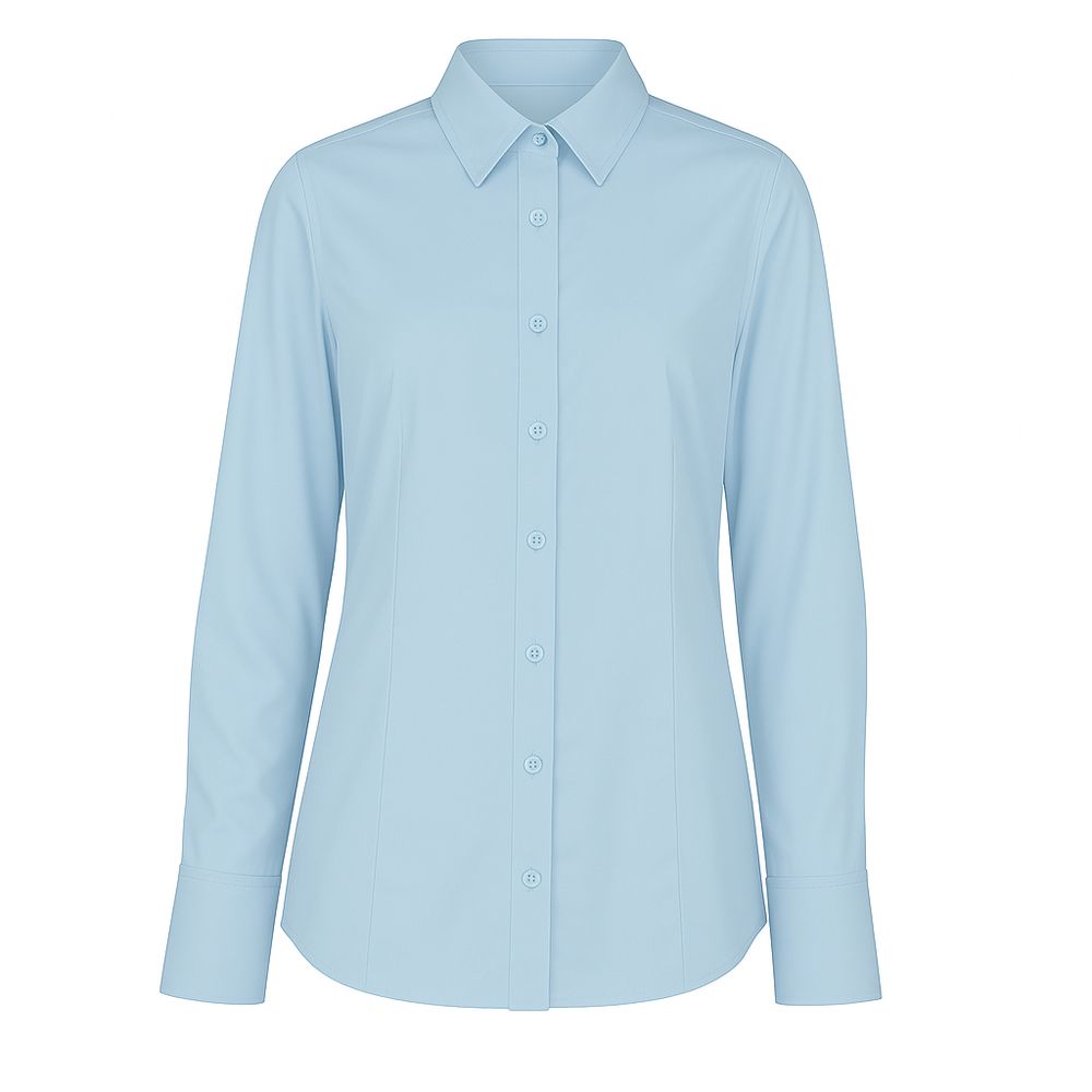 Made in Italy Blue Cotton Shirt for women, 100% cotton, sky blue color, featuring collar and button closure, elegant Loro Piana design.