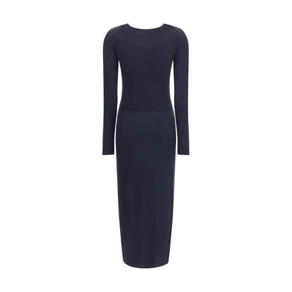 Marant Etoile Black Modal Casual Dress with long sleeves and elegant draping, featuring a fitted cut and round neckline.