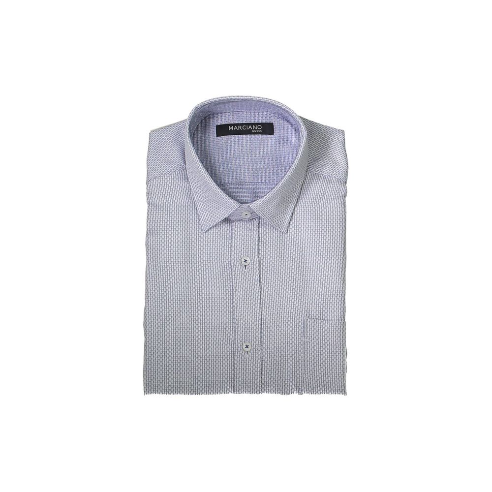Marciano by Guess White Cotton Shirt - slim long sleeve with Italian collar, 1 button cuffs, buttons, single pocket, logo detail.