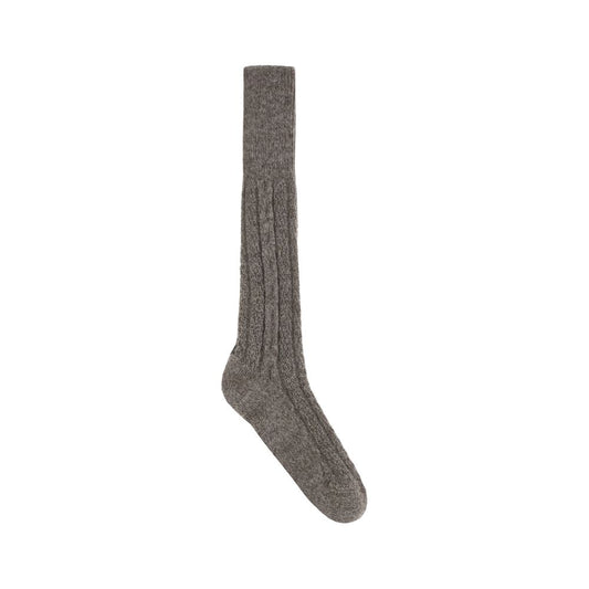 Alt Tag: Margiela Brown Wool Socks with ribbed knit design for comfort and warmth, crafted from high-quality virgin wool by Maison Margiela.