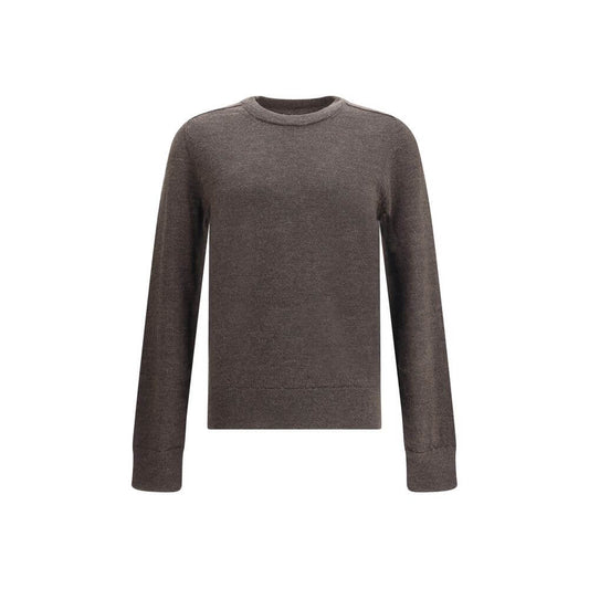 Margiela Brown Wool Sweatshirt with contrast stitching and ribbed crew neck, crafted from 100% wool for a refined look.