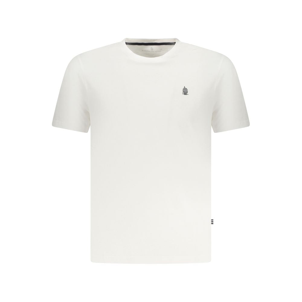 Marina Yachting White Cotton Men T-Shirt with logo, short sleeve, crew neck fashion for style and comfort.