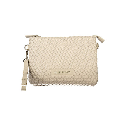 Mario Valentino Beige Polyethylene Women Handbag with adjustable strap and woven design