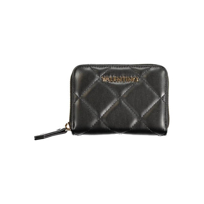 Mario Valentino Black Polyethylene Wallet with zip closure, 6 compartments, coin purse, card spaces, contrasting details, logo.