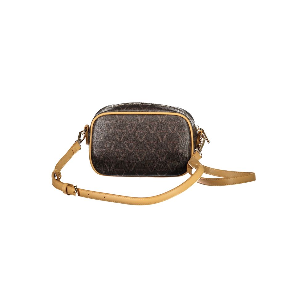 Mario Valentino Brown Polyethylene Handbag with adjustable strap, contrasting details, recycled material, and zip closure.