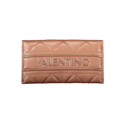 Mario Valentino Brown Polyethylene Women Wallet with embossed design and dual-compartment layout for chic sophistication.