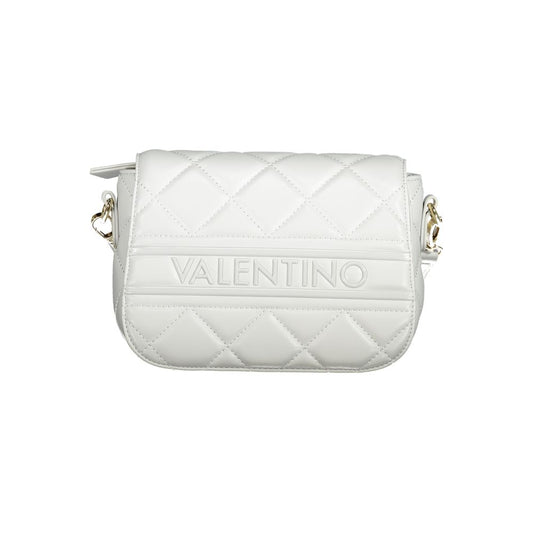 Mario Valentino Gray Polyethylene Women Handbag with quilted design and Valentino logo, featuring adjustable shoulder strap.