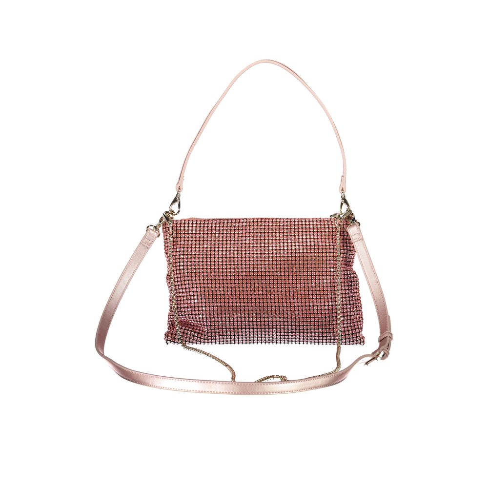 Elegant Mario Valentino Pink Polyester Women Handbag with removable shoulder handle and dual strap design for versatile styling.
