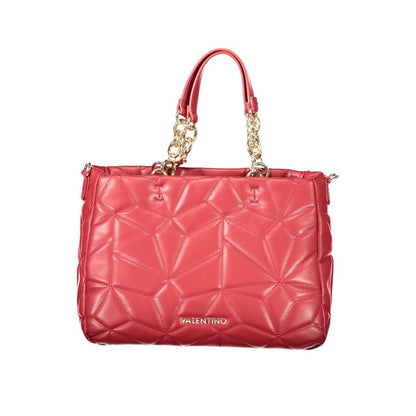 Mario Valentino Red Polyethylene Women Handbag with quilted design and dual-chain handles, perfect for chic and sophisticated style.