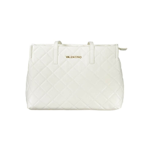 Mario Valentino White Polyethylene Handbag with 2 handles, laptop compartment, central pocket, contrasting details, and zip closure
