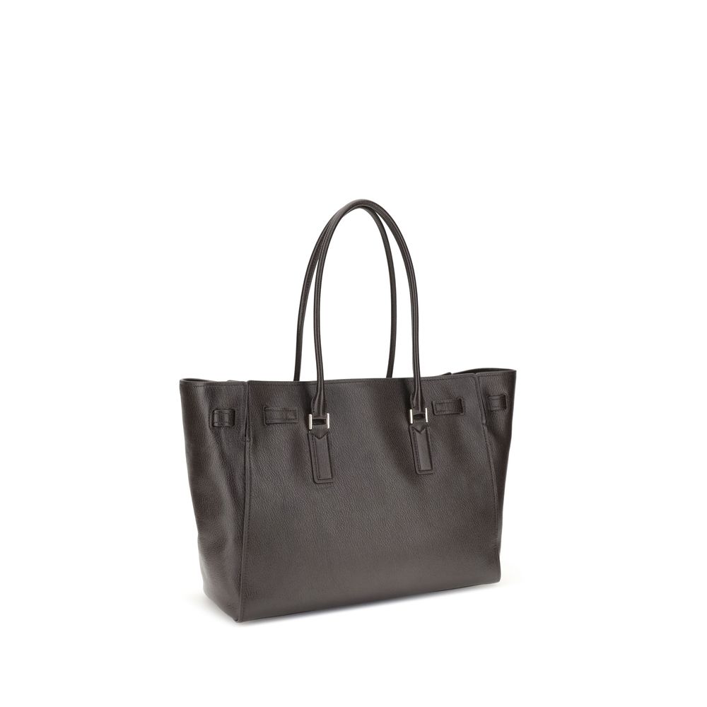 Michael Kors Brown Calf Leather Bos Taurus Shoulder Bag - Hamilton Moderne large tote with zippered closure and elegant design.