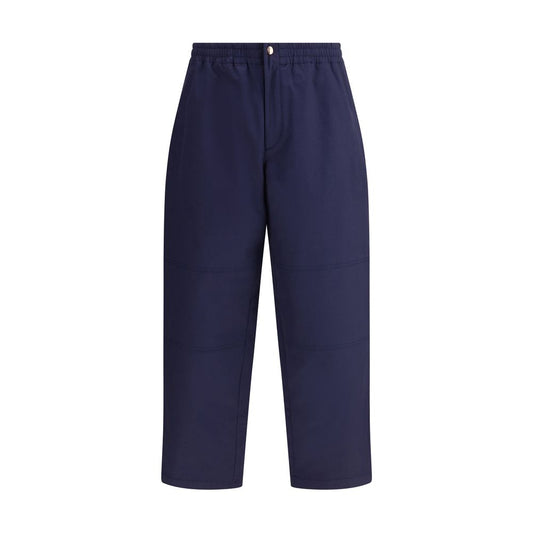 Moncler x Donald Glover Blue Cotton Casual Pants with elastic waistband and drawstring leg for versatile fit.