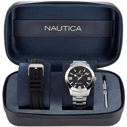 NAUTICA Mod. NAPPBF205 men's quartz analog watch with 42 mm case, water resistant to 10 ATM, in official box.