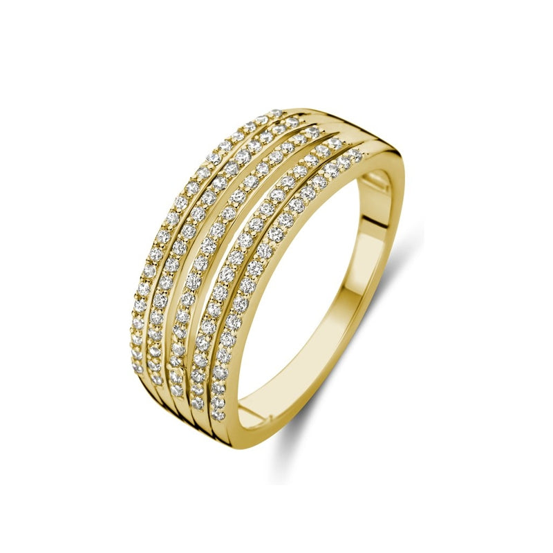 NEW BLING Mod. 9NB-1431-52 gold ring with multiple rows of sparkling diamonds, elegant jewelry piece