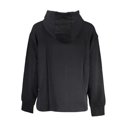 Napapijri Black Cotton Women Sweater, hooded sweatshirt, back view, featuring brushed cotton texture in black, stylish and comfortable design.