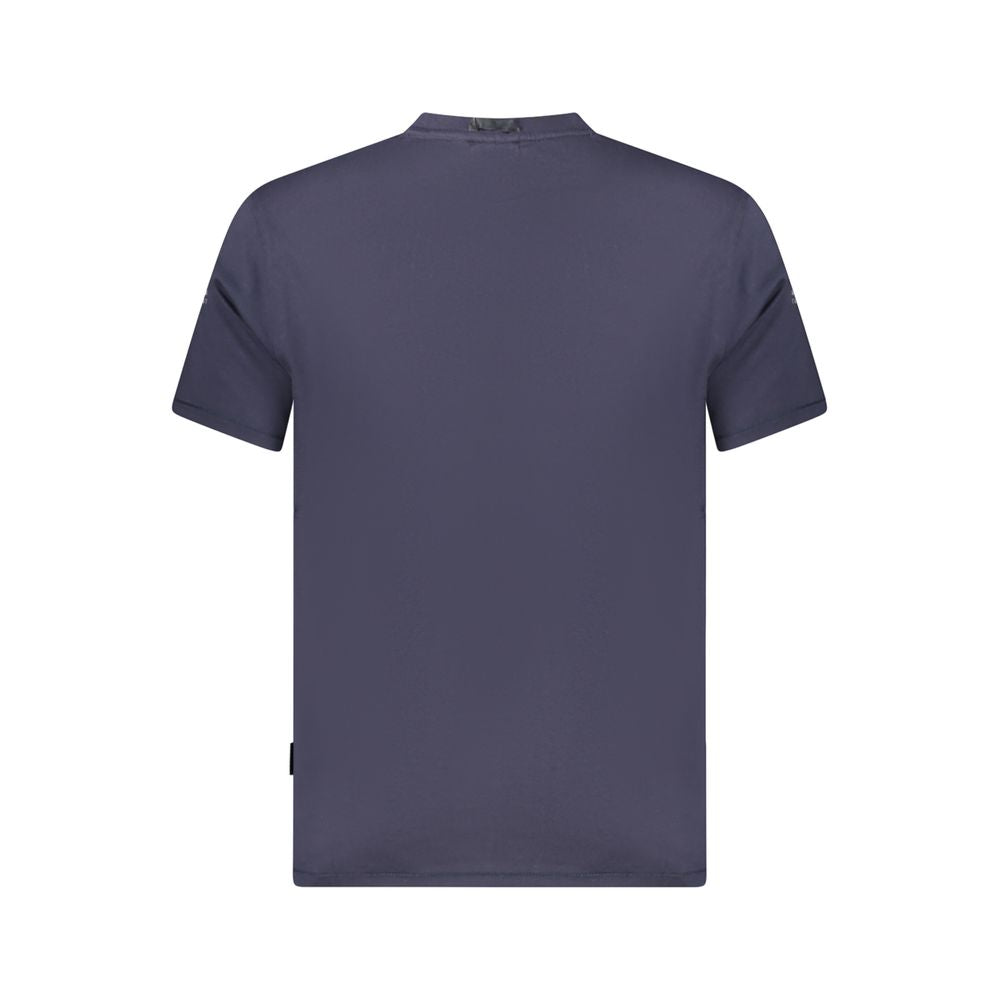 Back view of Napapijri Blue Organic Cotton Men T-Shirt with classic design in striking blue color.