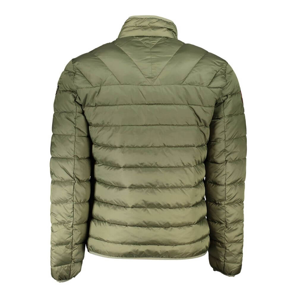 Back view of Napapijri Green Polyamide Men Jacket showing quilted design